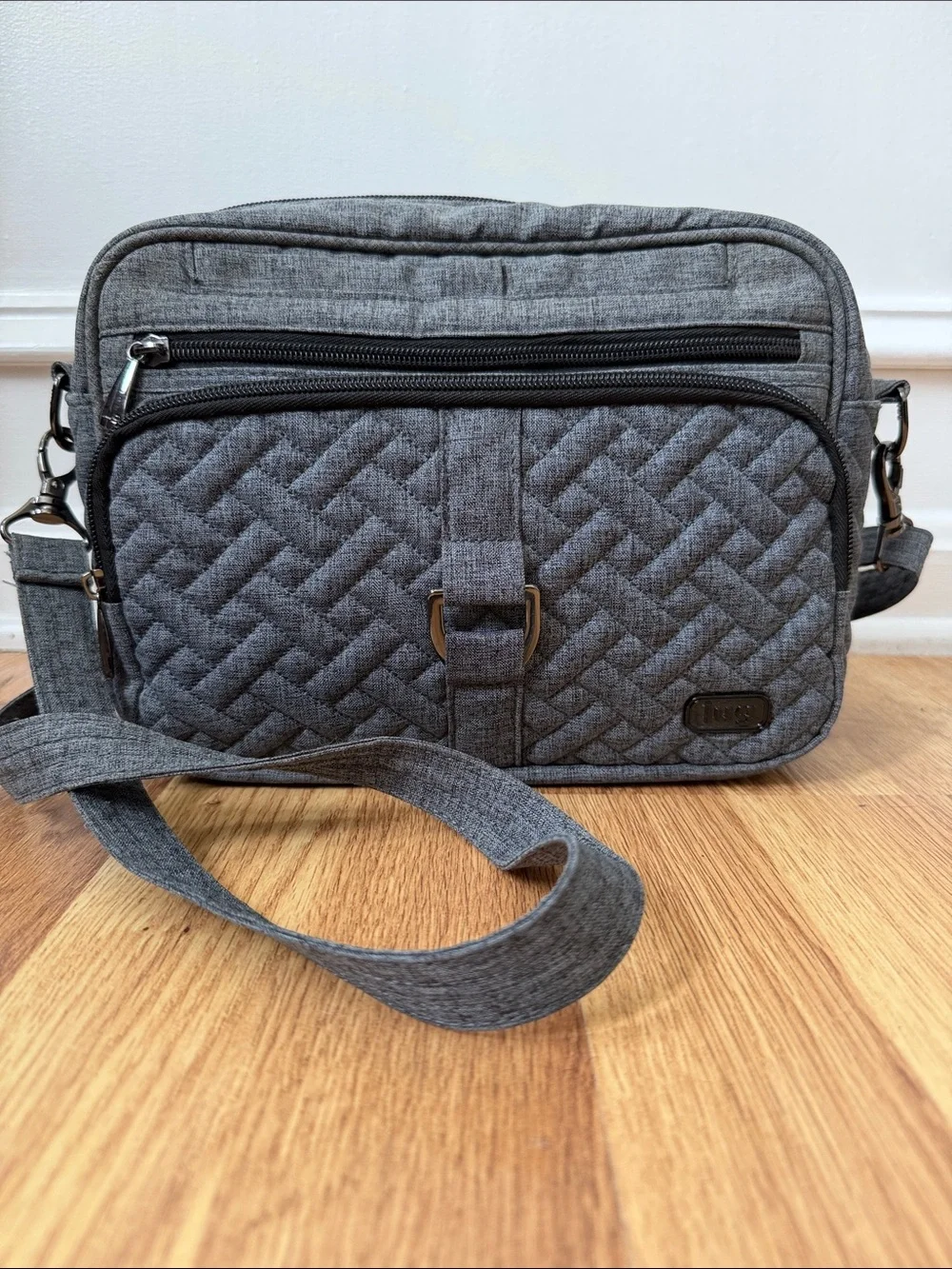 lug Corousel XL Quilted Gray Messenger Crossbody Bag - Unbranded